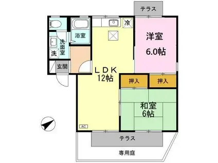 鹿児島本線 大野城駅 徒歩29分 2階建 築36年(2LDK/1階)の間取り写真
