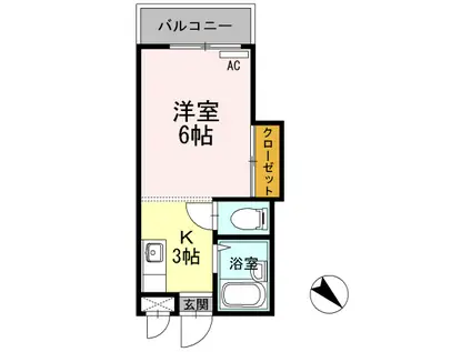 パシフィック白木原(1K/4階)の間取り写真