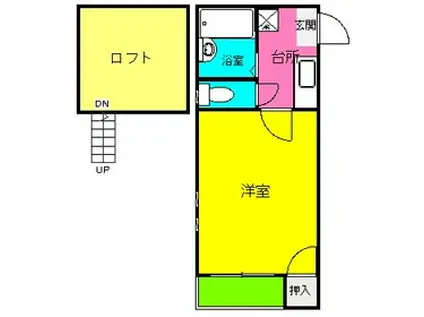 西鉄天神大牟田線 大橋駅(福岡) 徒歩8分 2階建 築28年(1K/1階)の間取り写真