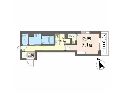 シャーメゾン高宮ペルーレ(1K/2階)の間取り写真