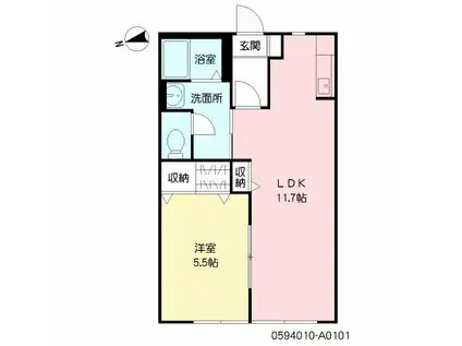 ブライトン麦野A(1LDK/1階)の間取り写真