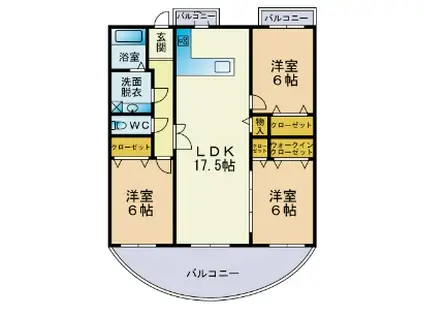 西鉄天神大牟田線 井尻駅 徒歩10分 4階建 築31年(3LDK/3階)の間取り写真