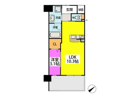 フルハウス高宮(1LDK/1階)の間取り写真