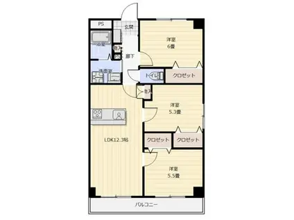 シャトールグラン(3LDK/5階)の間取り写真