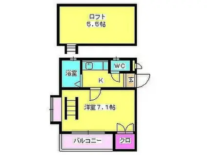 プティメゾン(1K/2階)の間取り写真