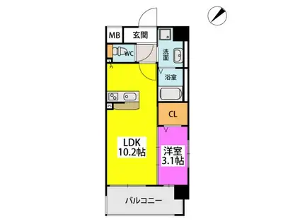 フルハウス高宮(1LDK/3階)の間取り写真