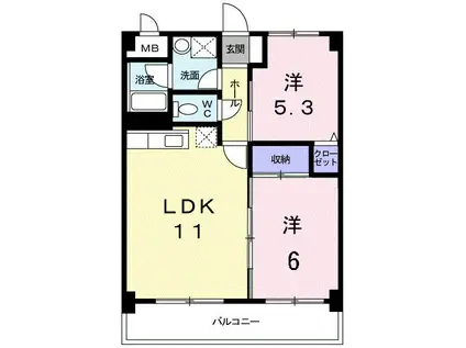 サニーキャッスルB(2LDK/4階)の間取り写真
