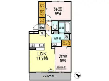 D-ROOMパークサイド吉塚(2LDK/3階)の間取り写真