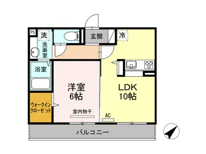 D-ROOM博多南弐番館(1LDK/2階)の間取り写真