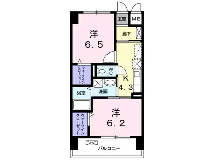 グランデスカイ空港南(2K/4階)の間取り写真