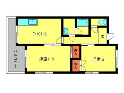 シャトレ春日(2DK/2階)の間取り写真