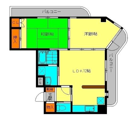 憂和ハイツ下大利(2LDK/7階)の間取り写真