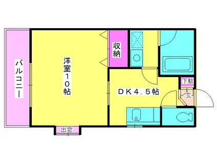 ウイルコート諸岡(1DK/2階)の間取り写真