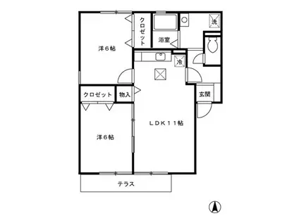 サンマリノ(2LDK/1階)の間取り写真