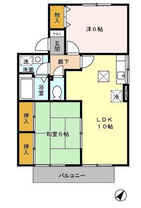 エスポアール藤(2LDK/2階)の間取り写真