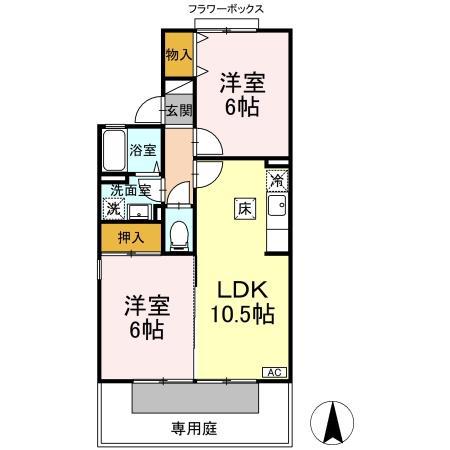 セジュール柏原A棟(2LDK/1階)の間取り写真