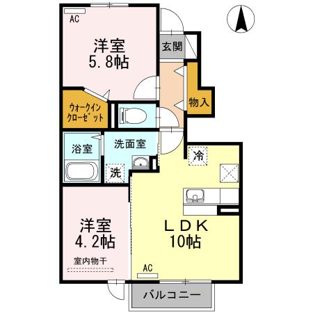 ロイヤルコート曰佐(2LDK/1階)の間取り写真