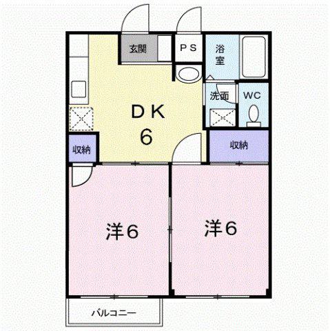 ファミールまどか(2DK/2階)の間取り写真