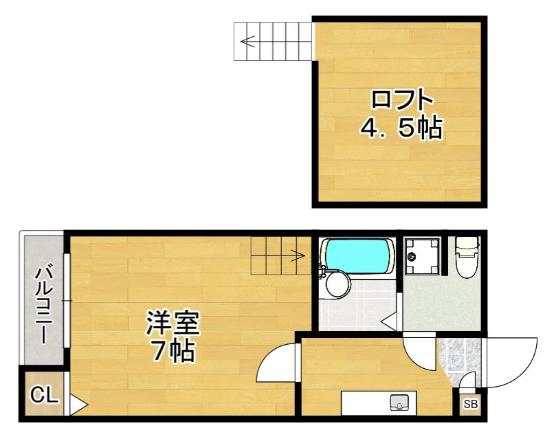 ベネフィスタウン井尻1(1K/2階)の間取り写真