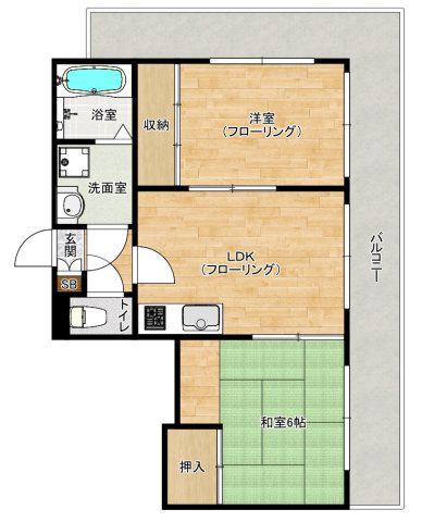 プレアール麦野(2LDK/5階)の間取り写真