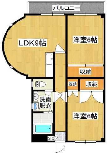 大産板付マンション(2LDK/1階)の間取り写真
