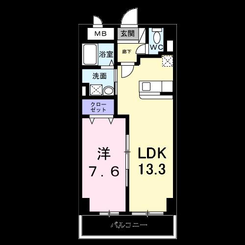 グランド ライン(1LDK/6階)の間取り写真