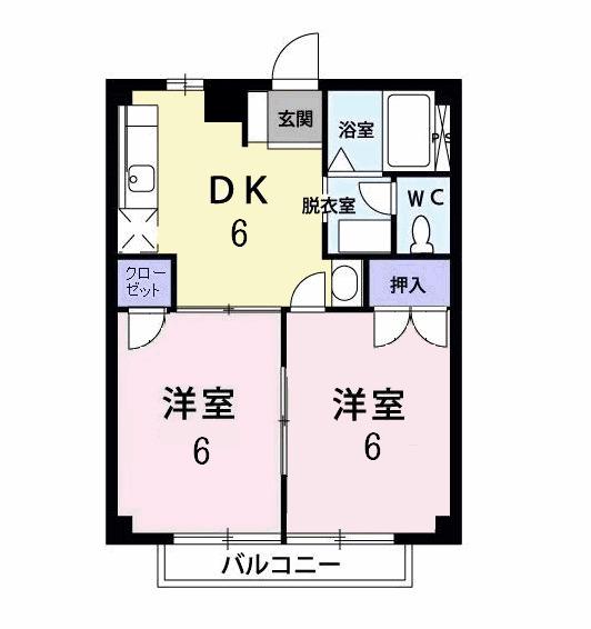 コアラハウス(2DK/2階)の間取り写真