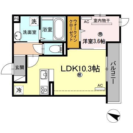 D-ROOMメゾン空港通(1LDK/3階)の間取り写真