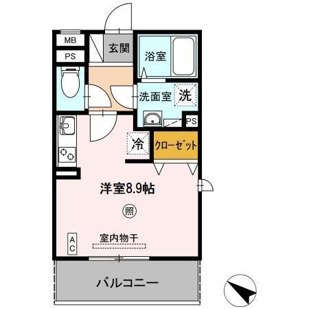 メゾンQ(ワンルーム/3階)の間取り写真