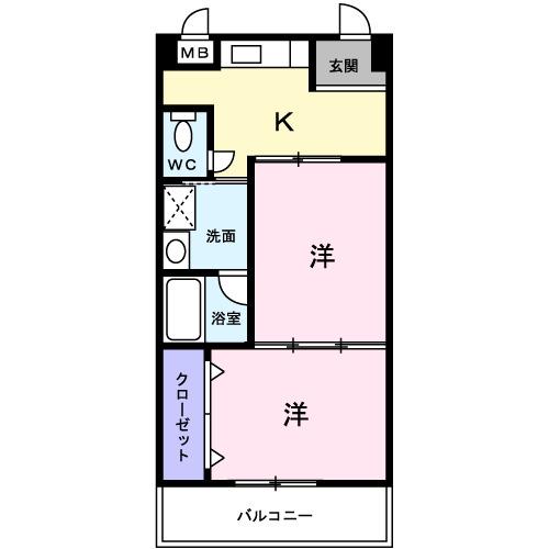 サニープレイス(2K/3階)の間取り写真