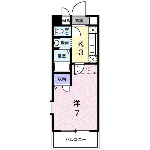 サンセフィール(1K/2階)の間取り写真