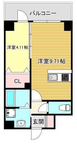 第47川崎ビル(1LDK/3階)の間取り写真