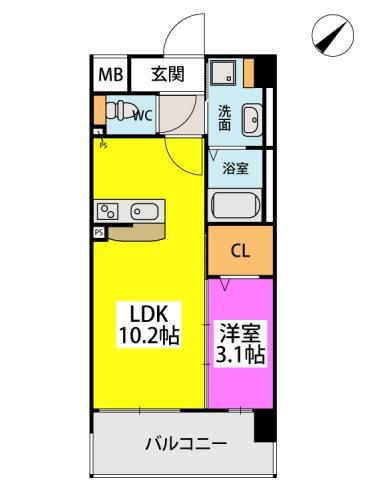 フルハウス高宮(1LDK/1階)の間取り写真
