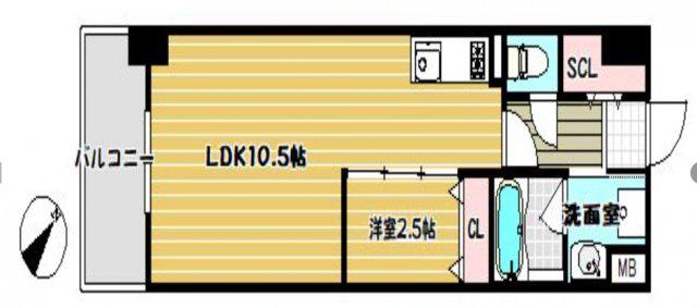 LIFEFIELD銀天町(1LDK/4階)の間取り写真