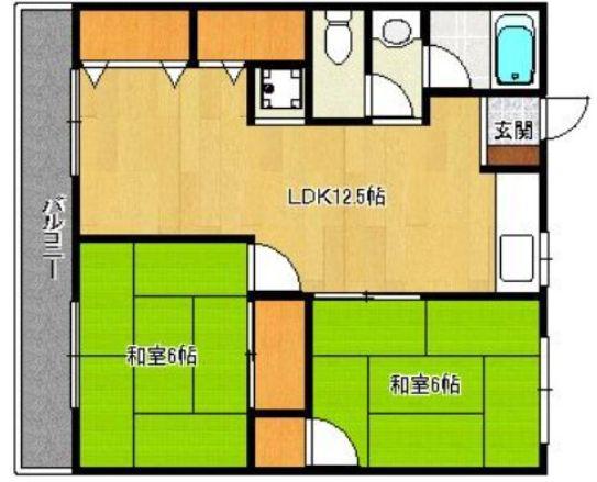 テゾーロ博多南(2LDK/1階)の間取り写真
