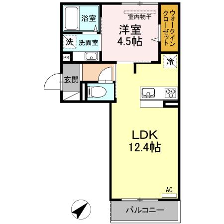 Kスタイル清水(1LDK/3階)の間取り写真