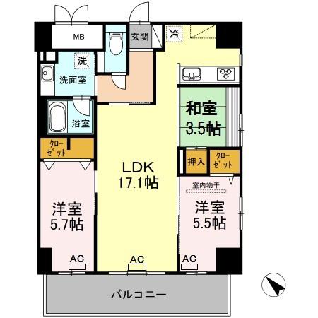 PALAIS FELICIA(3LDK/11階)の間取り写真
