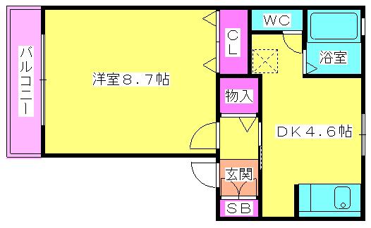 西鉄天神大牟田線 井尻駅 徒歩9分 2階建 築28年(1DK/2階)の間取り写真