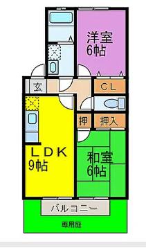カンパーニュ西村(2LDK/2階)の間取り写真