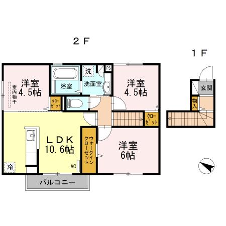 パークハイツ(3LDK/2階)の間取り写真