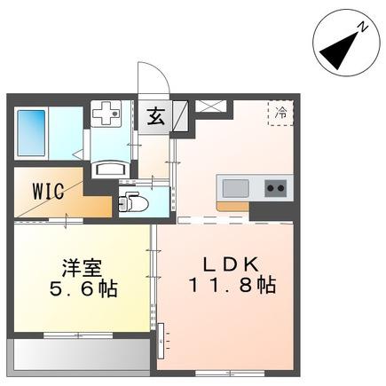 フォレスト離宮BLOOM(1LDK/4階)の間取り写真