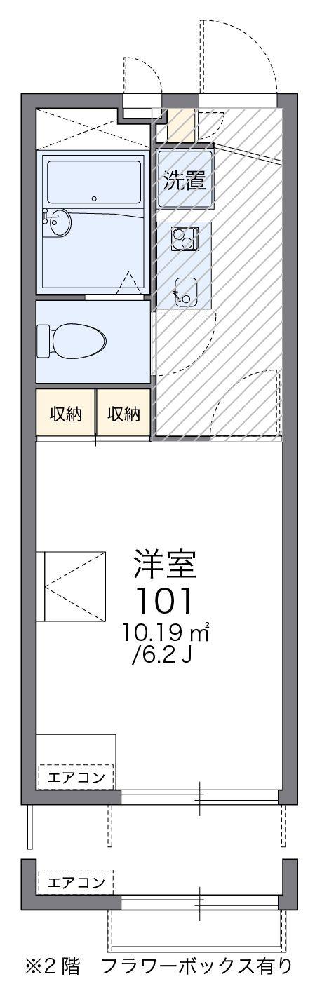 レオパレス春日グリーンヒルズ(1K/1階)の間取り写真