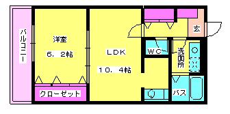アシスト博多南(1LDK/3階)の間取り写真