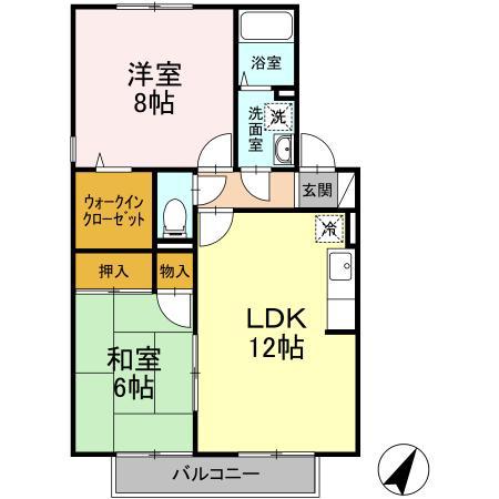 セジュール諸岡(2LDK/2階)の間取り写真