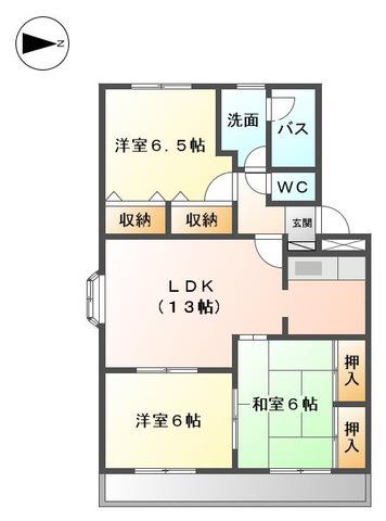 ロイヤルハイツ天拝坂 参番館(3LDK/2階)の間取り写真
