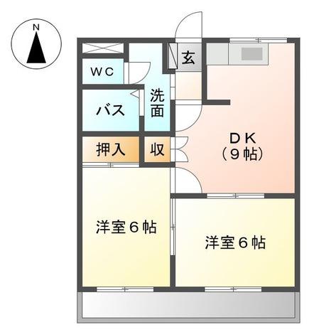 シェソワ石坂Ⅱ(2DK/1階)の間取り写真