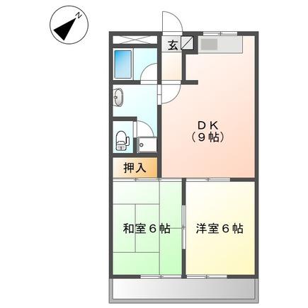 エイトハウスB(2DK/1階)の間取り写真