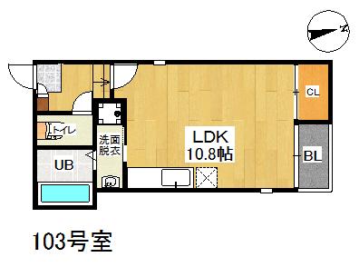 GRANDTIC GIGLIO高宮Ⅱ(ワンルーム/1階)の間取り写真
