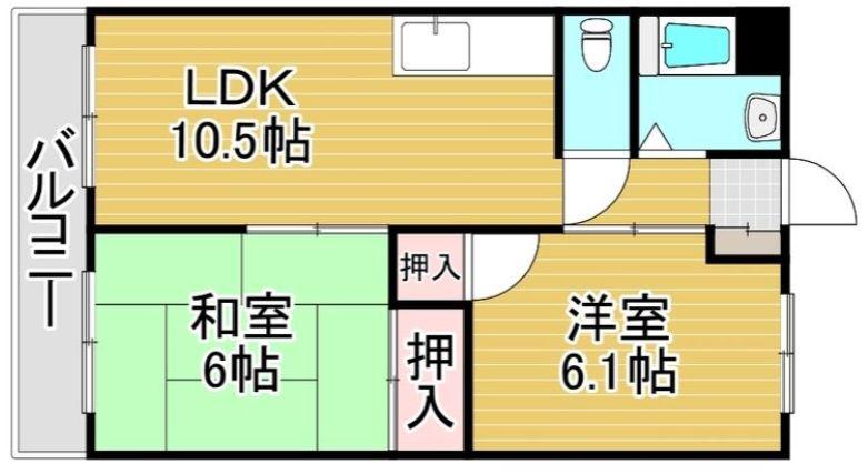 富士ビルⅠ(2LDK/5階)の間取り写真