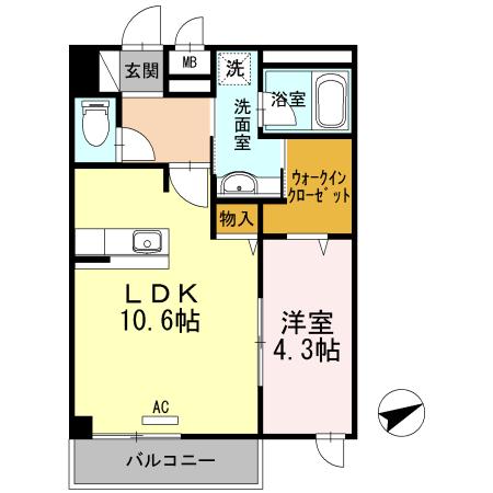 グローリアMK(1LDK/2階)の間取り写真